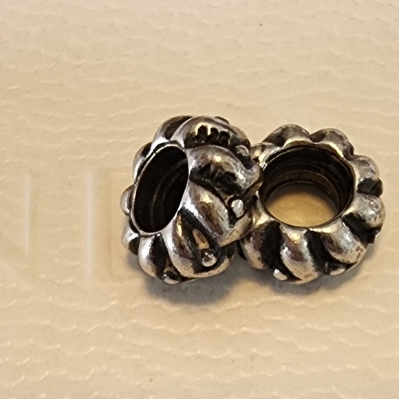Pair(2) Authentic Pandora Sterling Silver Heartbeat Spacer - Picture 8 of 9